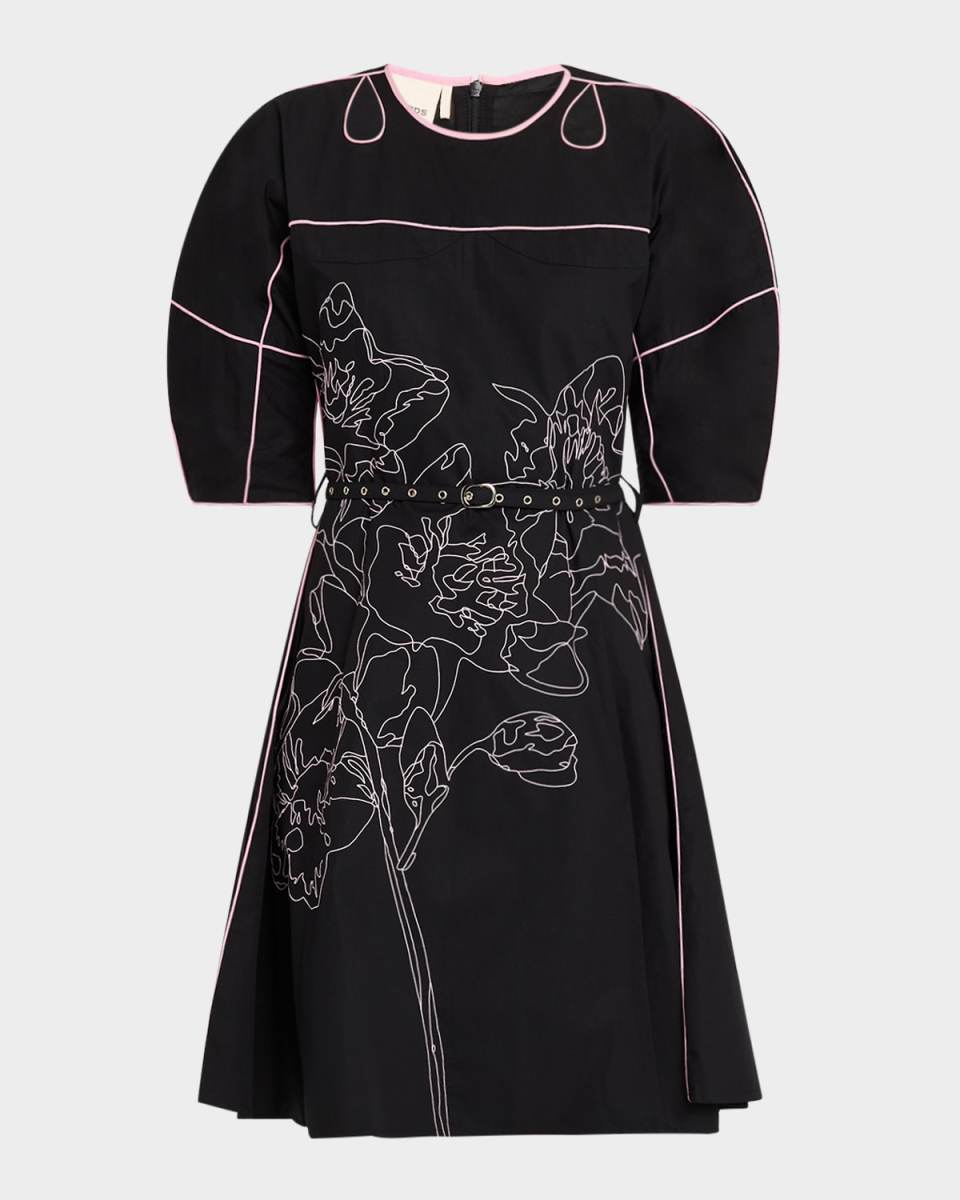 Sahara Cutout Floral-Embroidered Dress